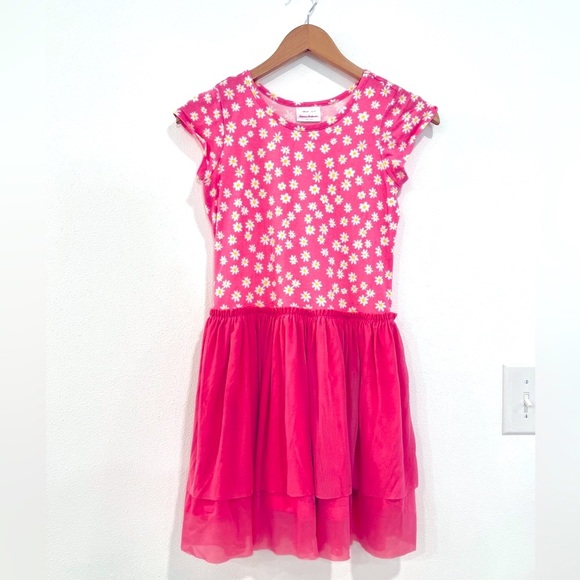 HANNA ANDERSSON pink floral daisy print layered dress size 140 cm/10 - Picture 1 of 8